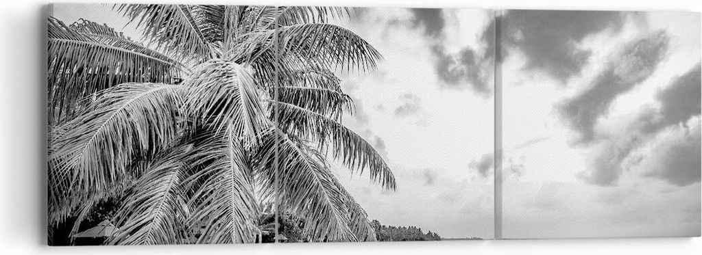 Bild auf Leinwand - Leinwandbild - 3 Teile - Monochrom Strand Wolken - 90x30cm - Wand Bild - Wanddeko - Wandbilder - Leinwanddruck - Bilder - Wandd...