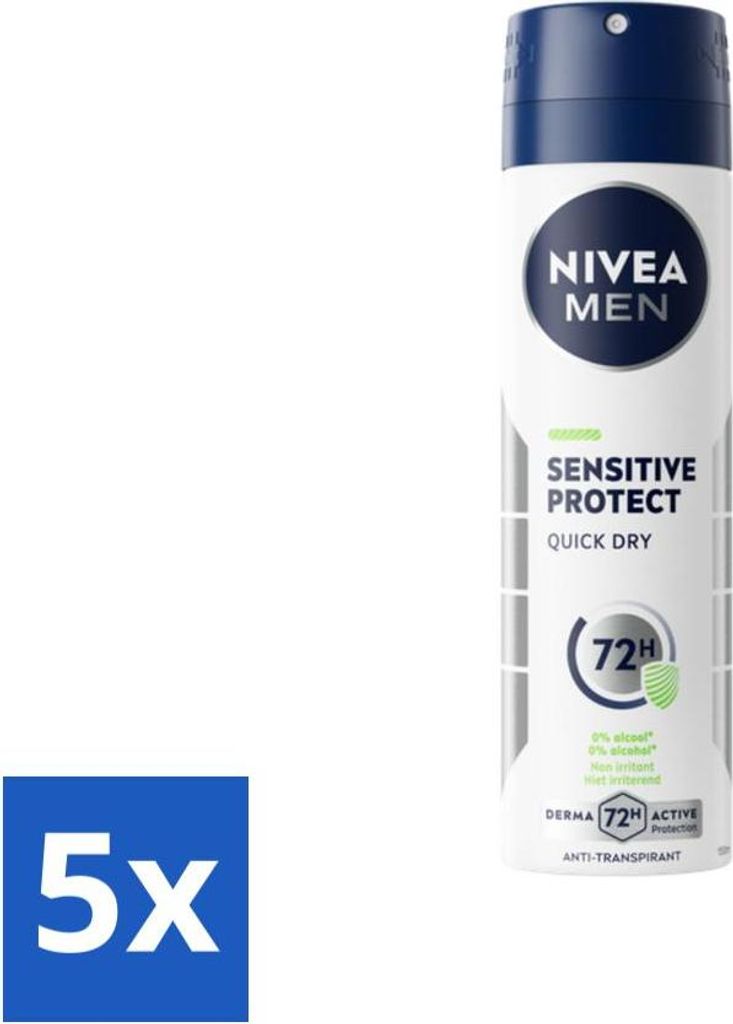 NIVEA MEN - Deodorant Spray - Sensitive Protect - 150 ml - Vorteilspack - 5 Stücke