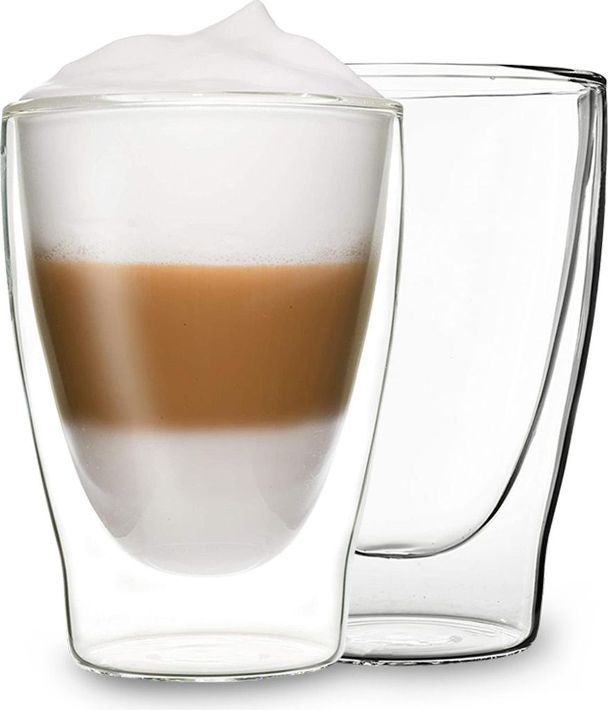 DUOS Latte Macchiato Gläser Set 2x310ml, Doppelwandige Gläser Latte Macchiato, Doppelwandige Kaffeegläser, Teegläser, Cappuccino Gläser, Eis...