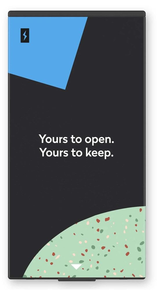 A marketing image with text and abstract shapes.