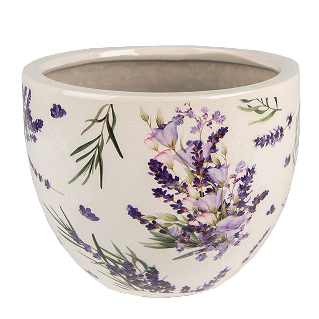 Clayre & Eef Doniczka Ø 15x11 cm Fioletowa Zielona Zdjęcie produktu 