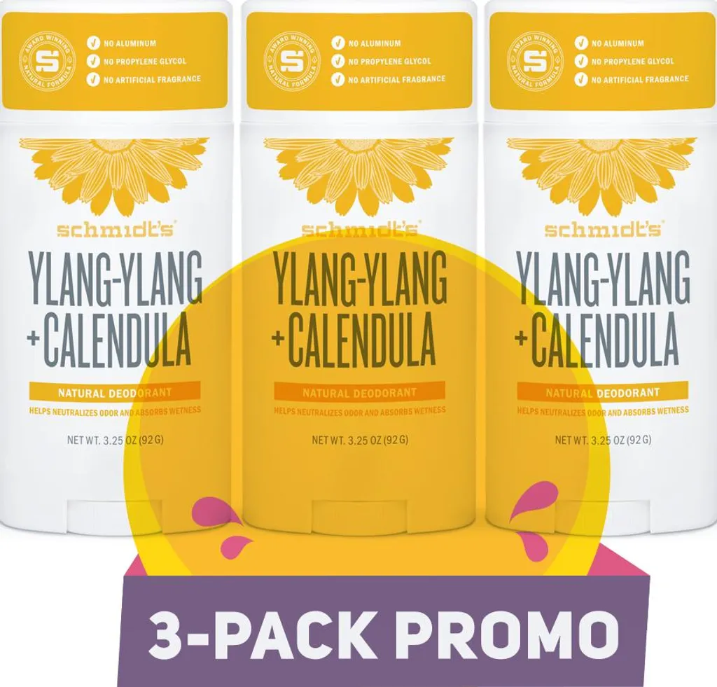 Set 3 Deodoranti Schmidt's Ylang Ylang e Calendula - Formula Vegan 24h