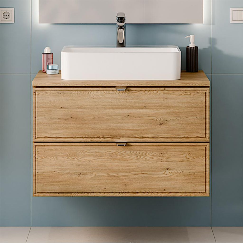 Badezimmer Waschtisch mit 80 cm Breite in Eiche, 2 Produktbild 