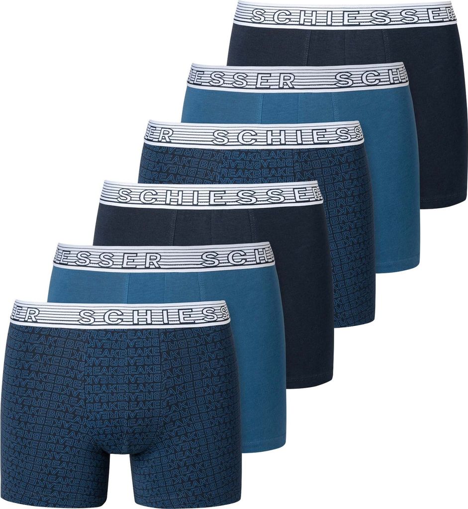 SCHIESSER Jungen Shorts 6er Pack - Serie "95/5", Unterhose, Organic Baumwolle Blau 176