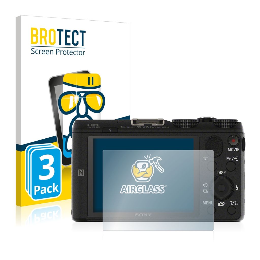 3x BROTECT Schutzglas für Sony Cyber-Shot DSC-HX60V Schutzfolie Panzer Folie Glas Display Schutz klar
