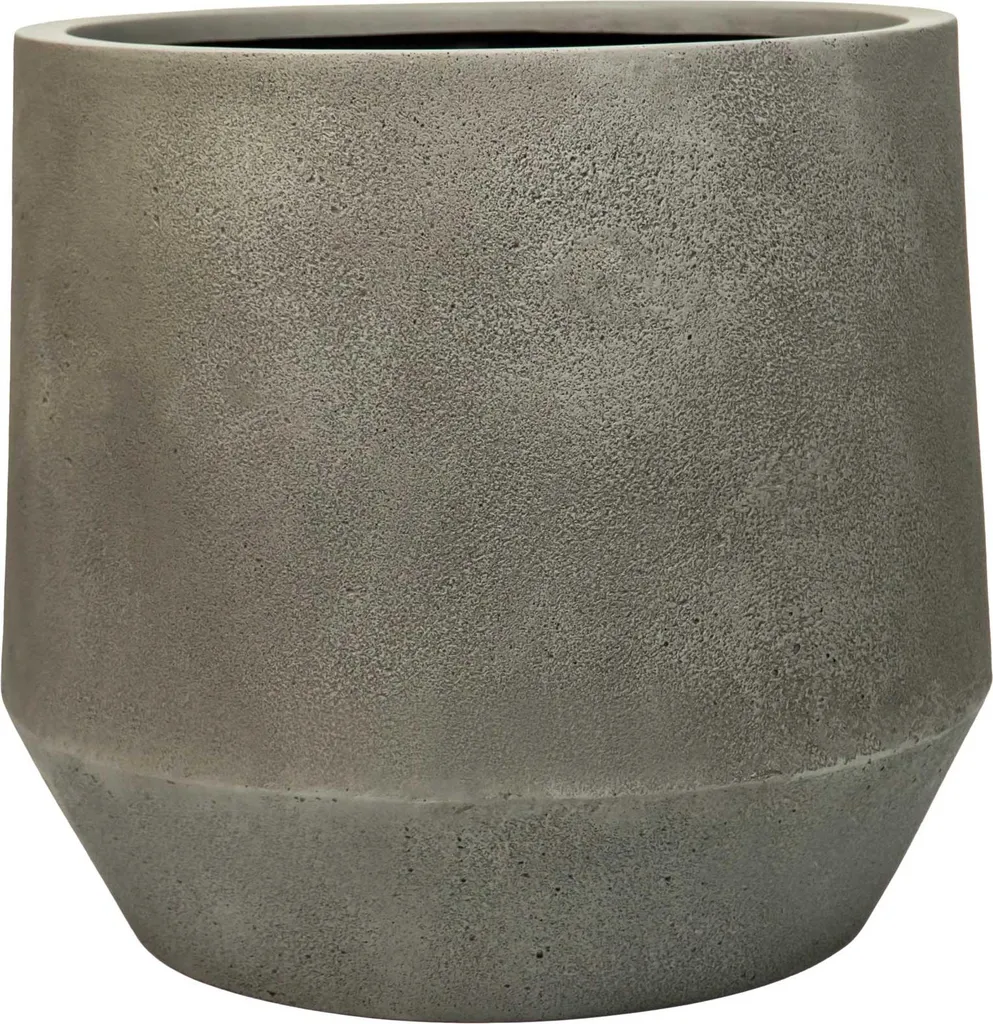 Grand pot de fleurs rond Nexora en fibre de verre effet béton gris