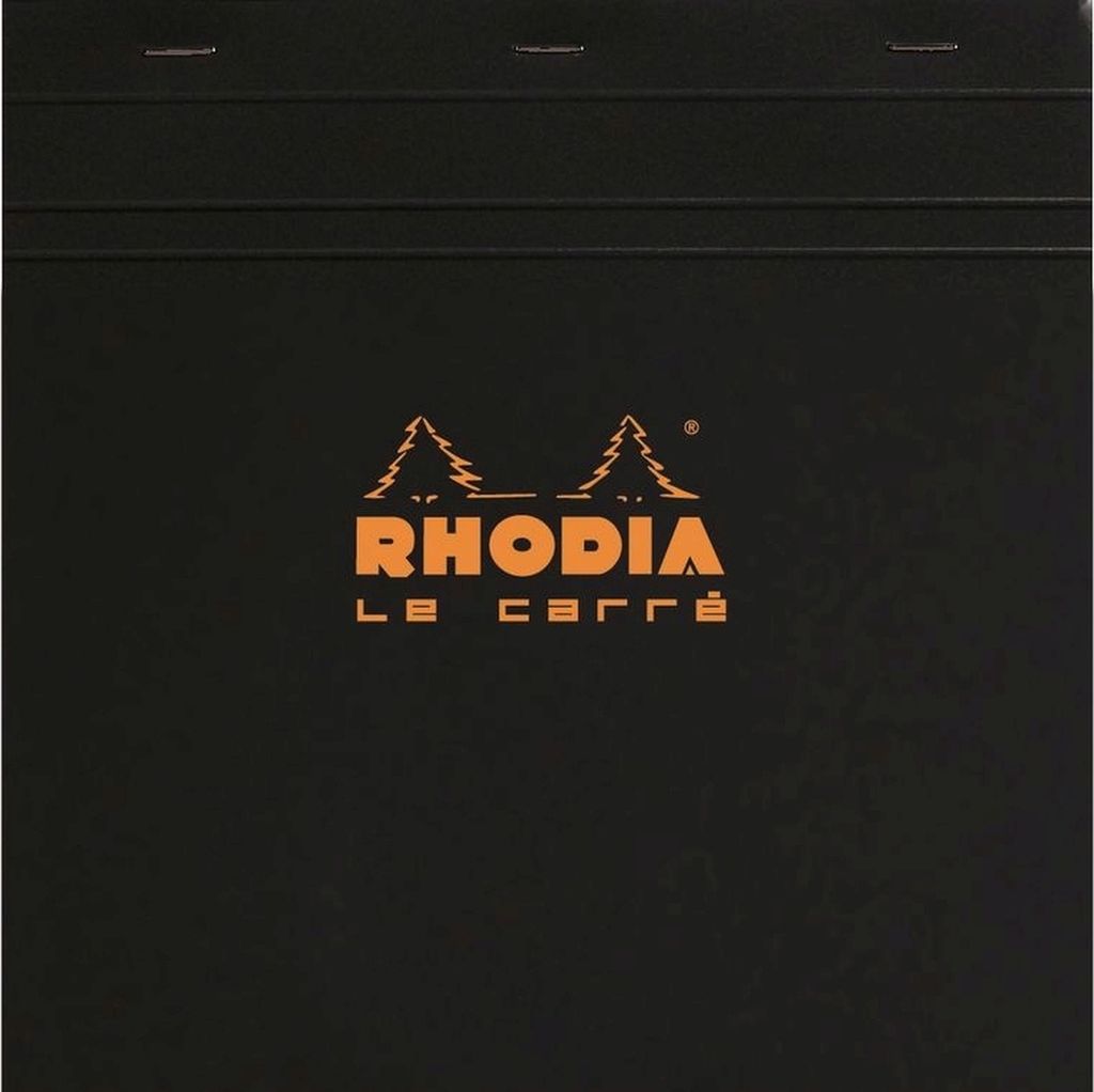 Rhodia 5x Block geheftet 21x21cm 80 Blätter kariert 80g - Schwarz 210209C