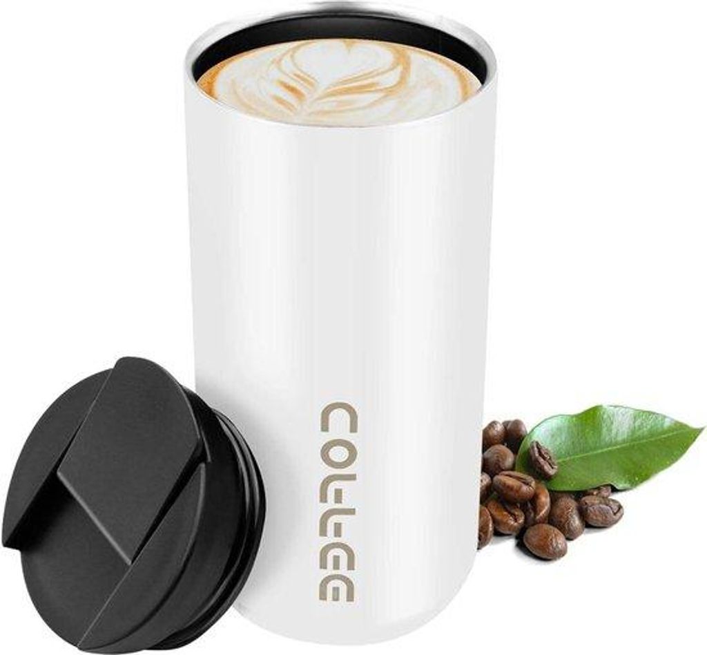 Thermobecher 400ml weiß Isolierung für Kaffee und Tee
