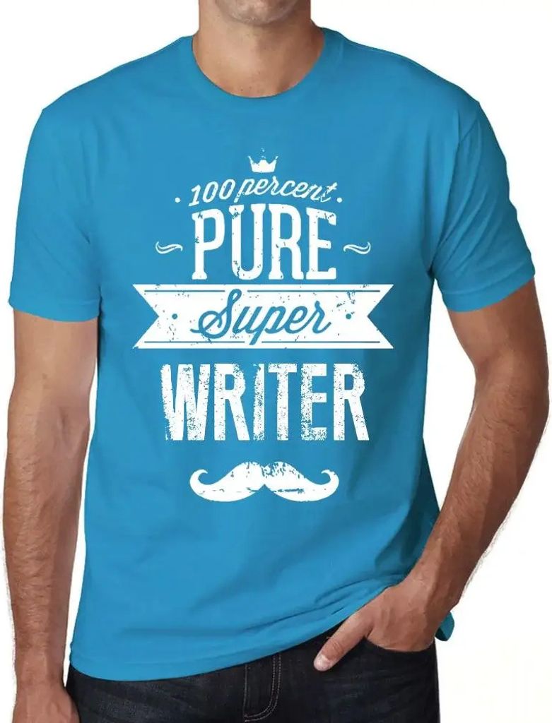 Herren Grafik T-Shirt 100% reiner Superschreiber – 100% Pure Super Writer – Öko-Verantwortlich Vintage Jahrgang Kurzarm Lustige Druck Geburtstag