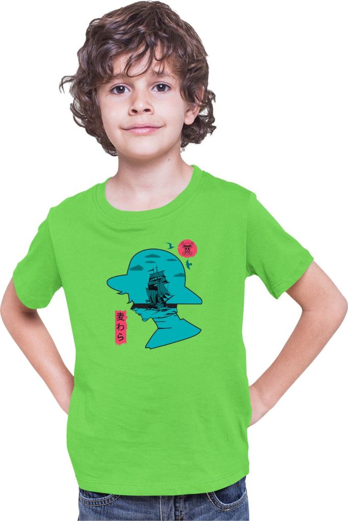 Kinder T-Shirt Japan Anime Manga One Manga Piece Anime Luffy 07 Thousand Sunny, 5-6 Jahr - 116 / Lime