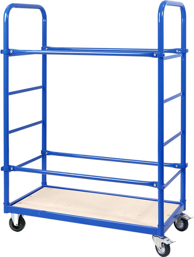 Reifenwagen mit 2 Lenk- und 2 Bockrollen, LxBxH 1050x500x1450 mm, 2 Etagen
