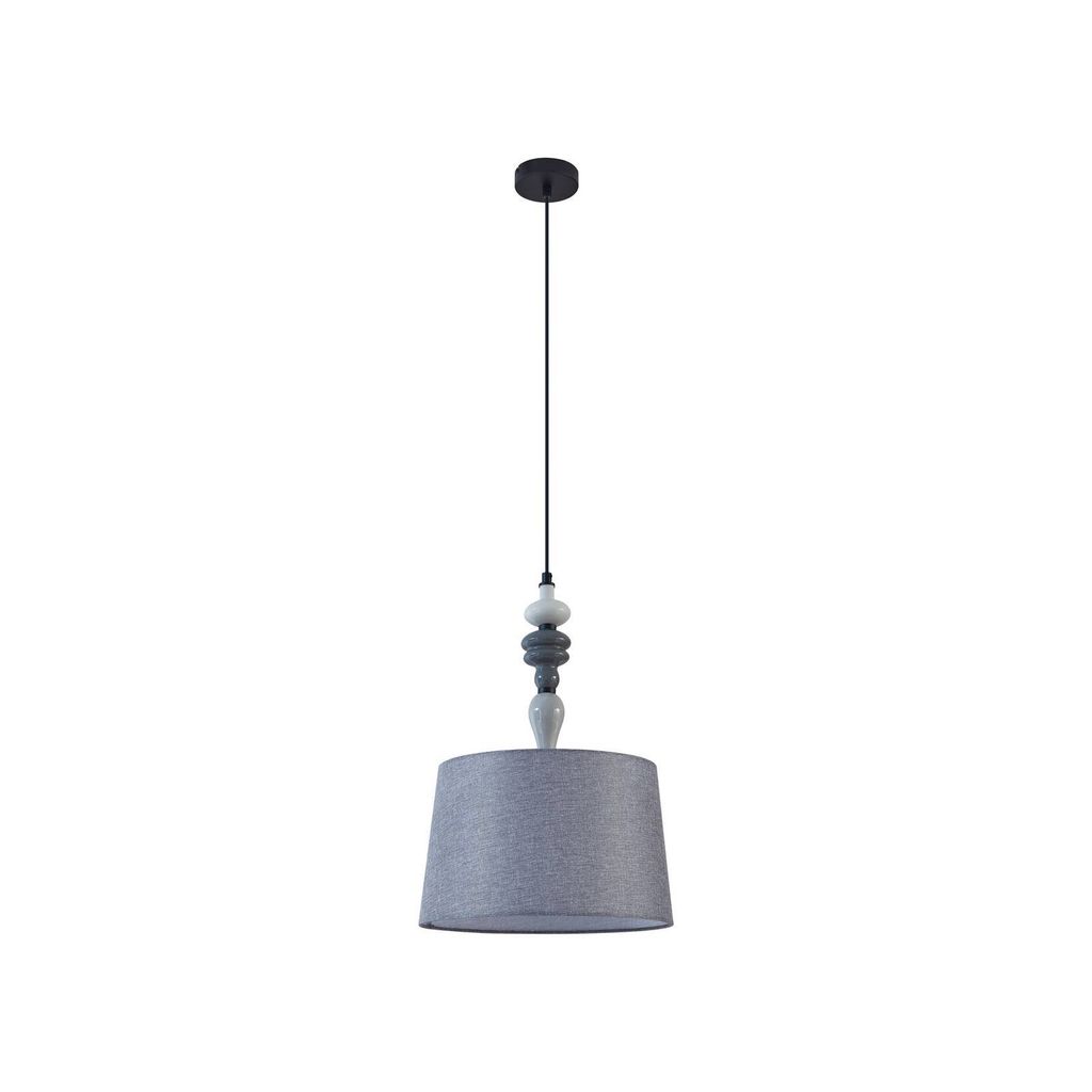 Lindby Hängeleuchte Haldorin, grau/schwarz, Textil, Ø 34 cm