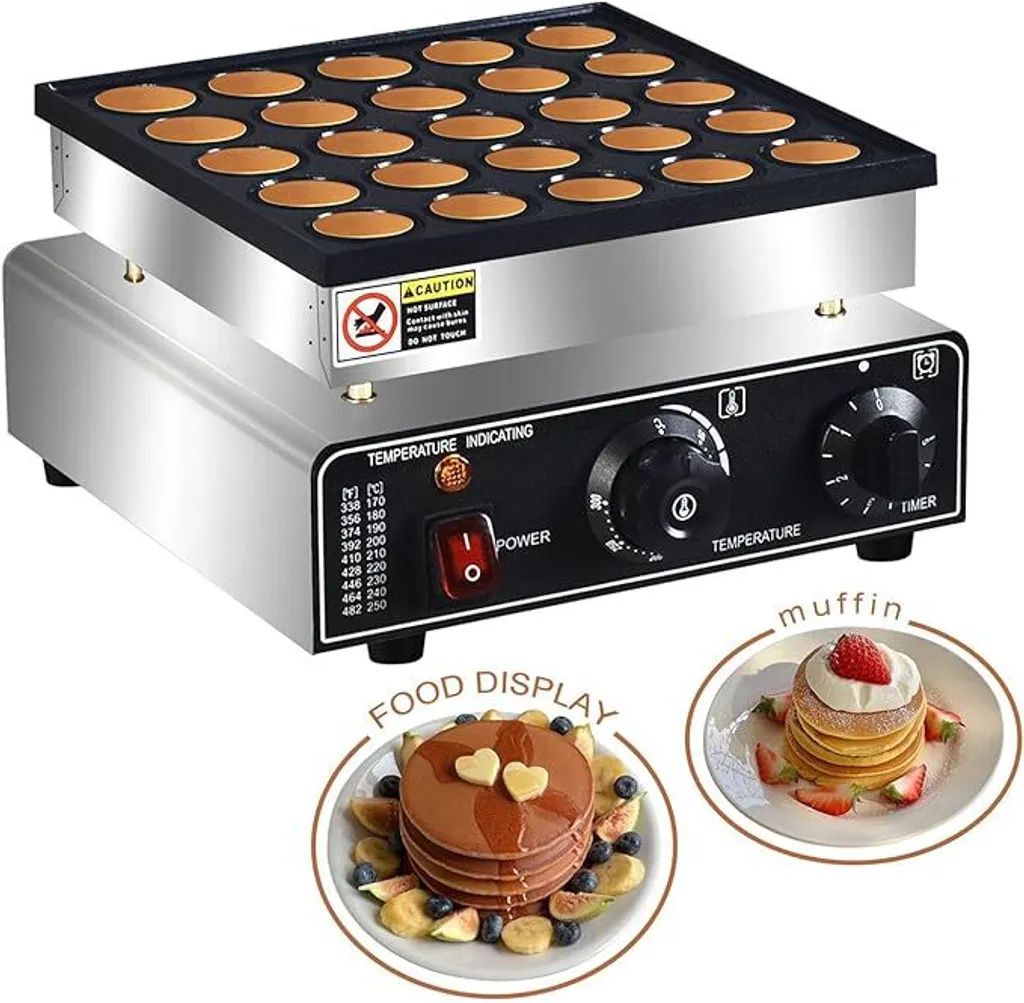 muffinmaschine mit 25 fächern, kupfer-pfannkuchenmaschine, mini-pancake-maker, runde waffelmaschine, ideal für hausgemachte waffeln und pfannkuchen.