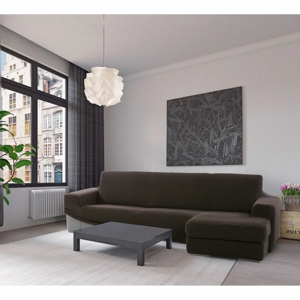 SOFASKINS® Copri Chaise Longue Super Stretch, Copri Divano con bracciolo corto destro, Traspirante, Comodo e Durevole, Dimensioni del Divano Compatibili (210-340 cm), Colore Marrone - 3