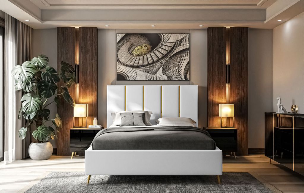 Polsterbett TIFFANY mit Behälter 180x200 cm- Kopfteil:133 cm Madryt 920