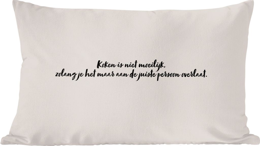 MuchoWow Zierkissen Sofakissen Wohnzimmer Dekokissen 60x40 cm Zitat - Kochen ist nicht schwer - Taupe - Kopfkissen - Polster mit Foto