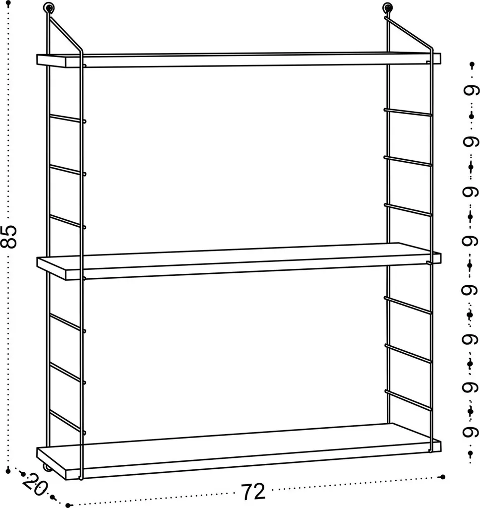 Meuble Mural Armoni Blanc 3 Niveaux Structure Robuste 72 x 85 x 20 cm