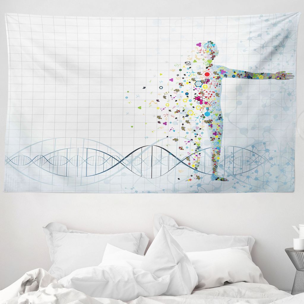 ABAKUHAUS Digital Wandteppich, Psychedelische Menschen aus Weiches Mikrofaser Stoff Waschbar ohne Verblassen Digitaldruck, 230 x 140 cm, Hellblau