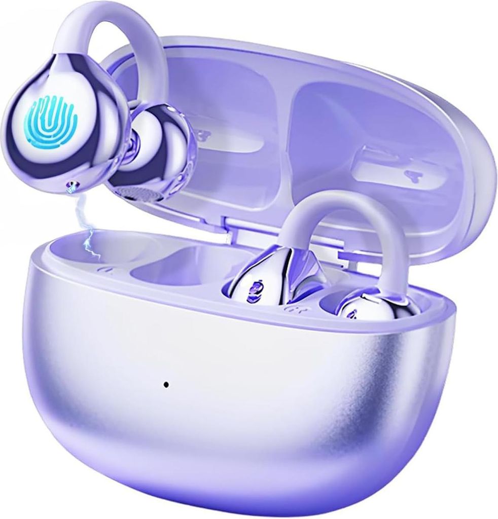 Clip-On-Ohrhörer, Bluetooth-Ohrhörer mit intelligenter KI-Übersetzung, kabellose Ohrhörer mit Luftleitung, Bluetooth 5.4, 50 Stunden Akkulaufzeit.