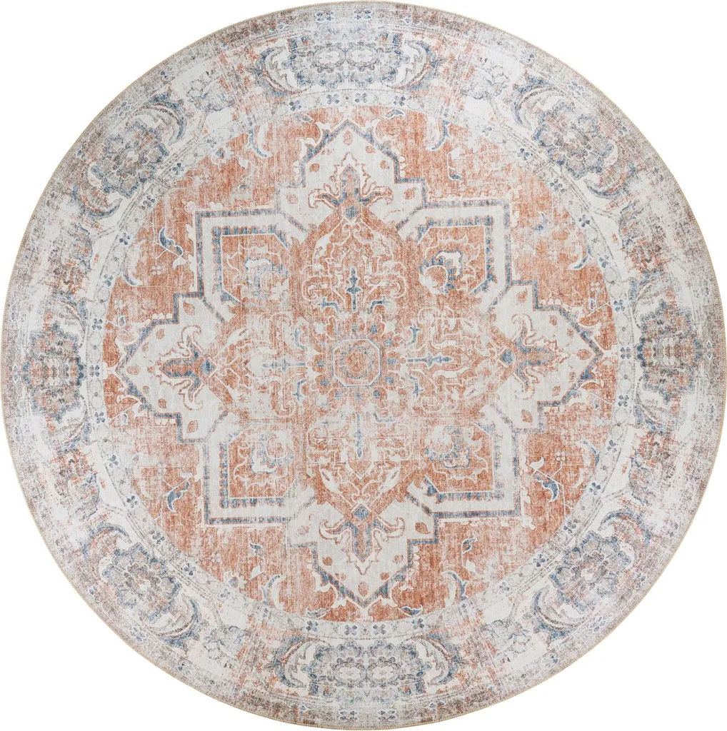 Tapis Rond 200 cm Havana Bleu Orange : Confortable et Facile d'Entretien