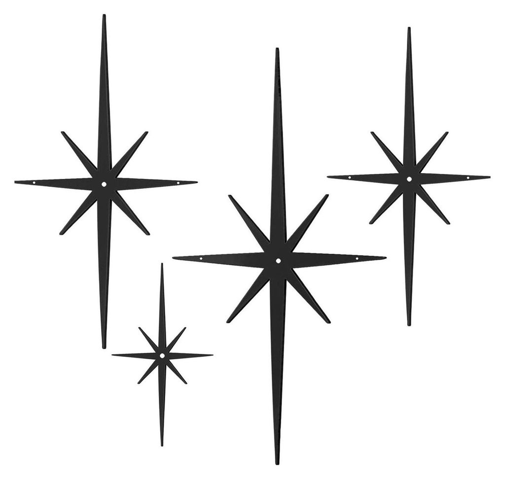 4-teiliges Set Metall-Sternenexplosions-Wanddekoration Retro Mini Mid-Century Sternenexplosions-Wandkunstskulptur Zuhause Schlafzimmer Wohnzimmer B...