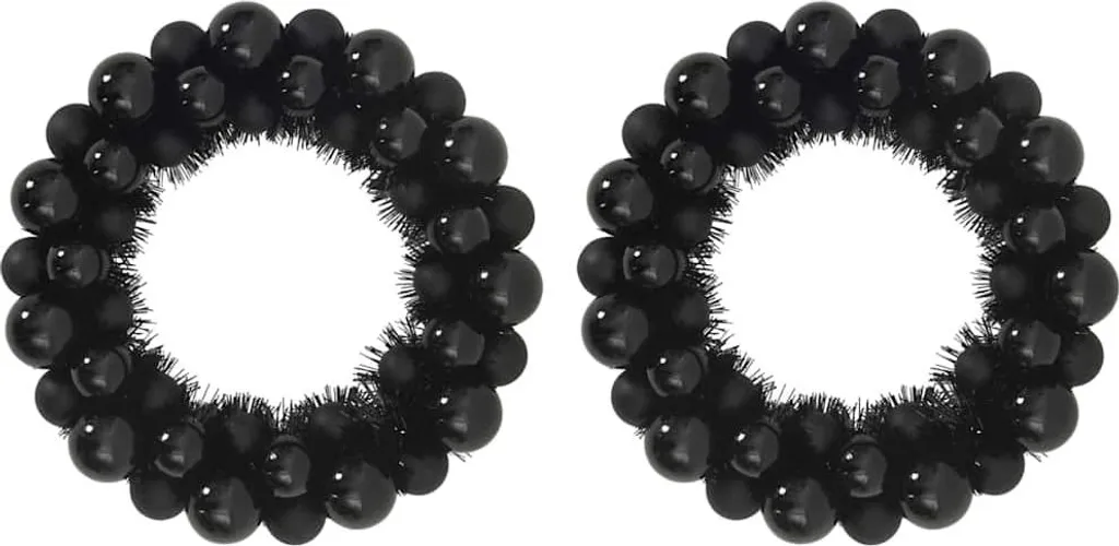 Lot de 2 Couronnes de Boules de Noël Noir 33x33x7 cm Décoration Chic