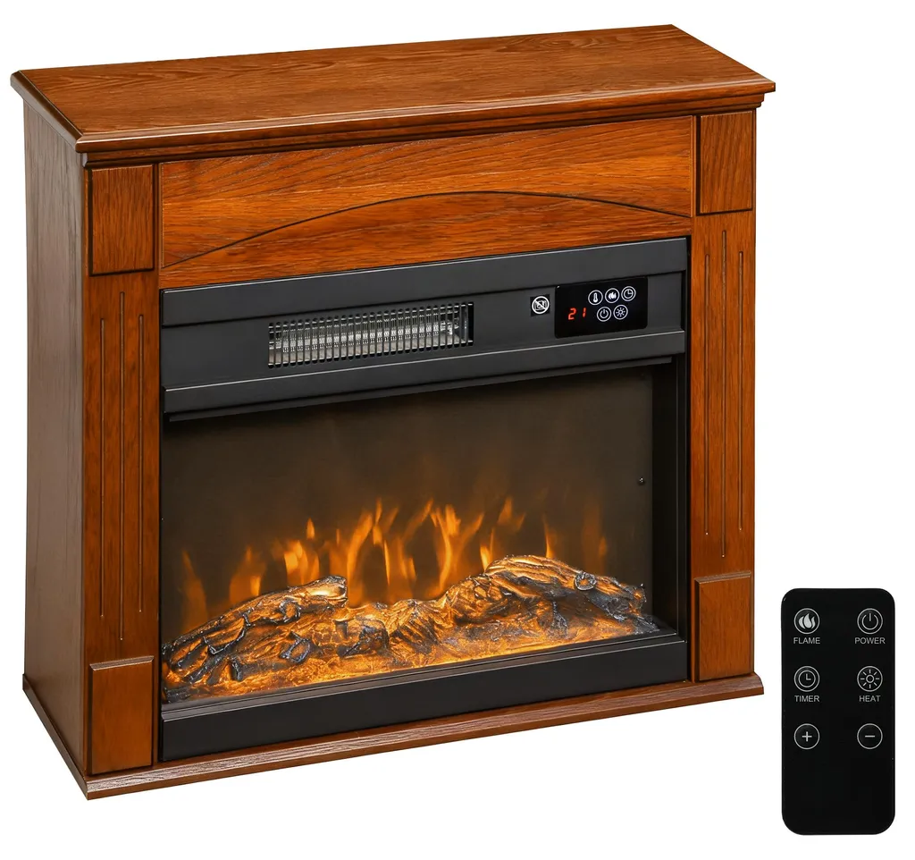 Cheminée électrique effet 3D marron, 2000W pour chauffage et ambiance