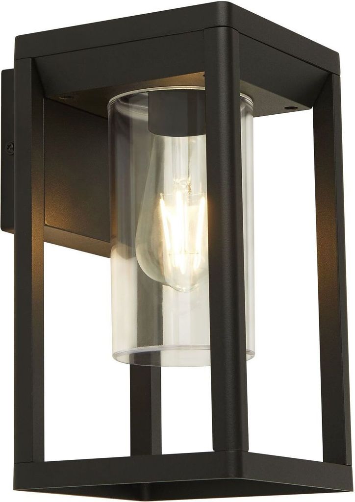 Wandlampe außen Aluminium E27 IP44 H: 27 cm Schwarz matt eckig Modern Außenwandleuchte