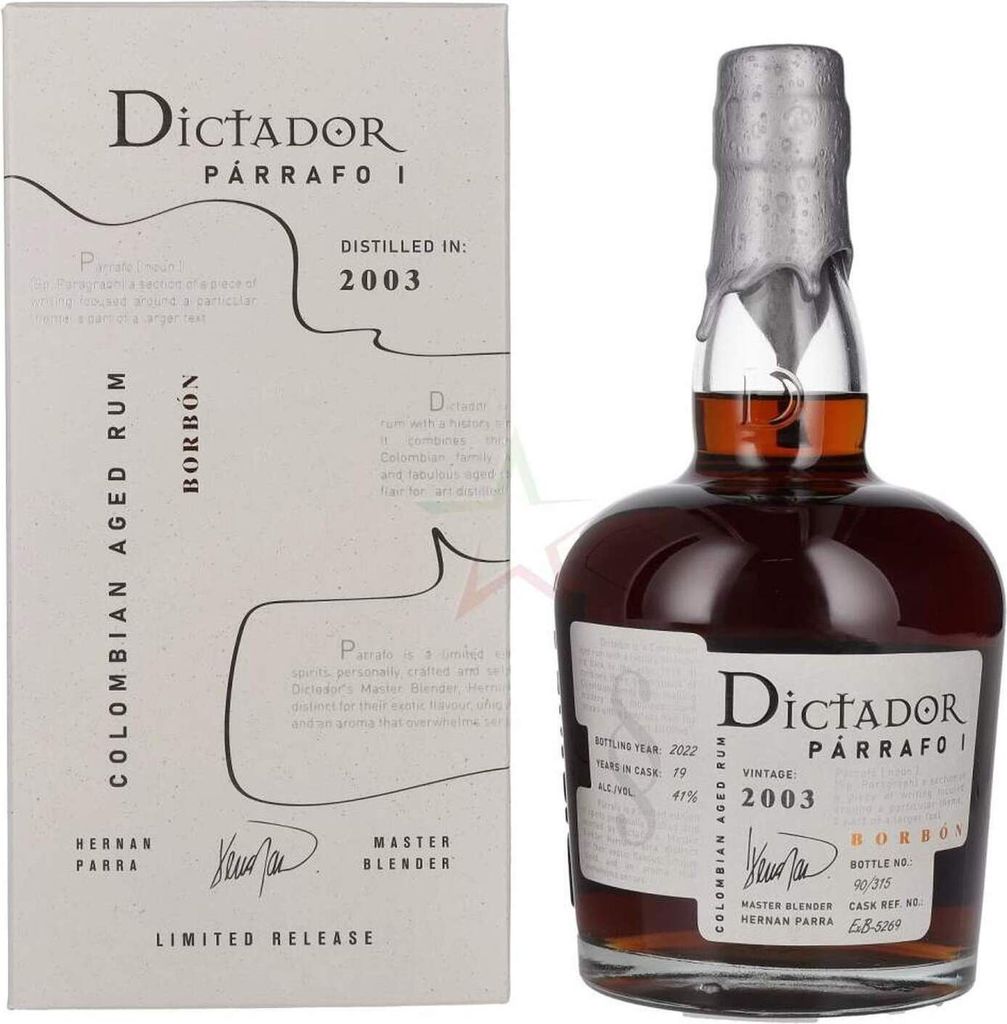 Dictador PÁRRAFO I 19 Years Old BORBÓN Vintage 2003 41.00 % 0,70 lt.