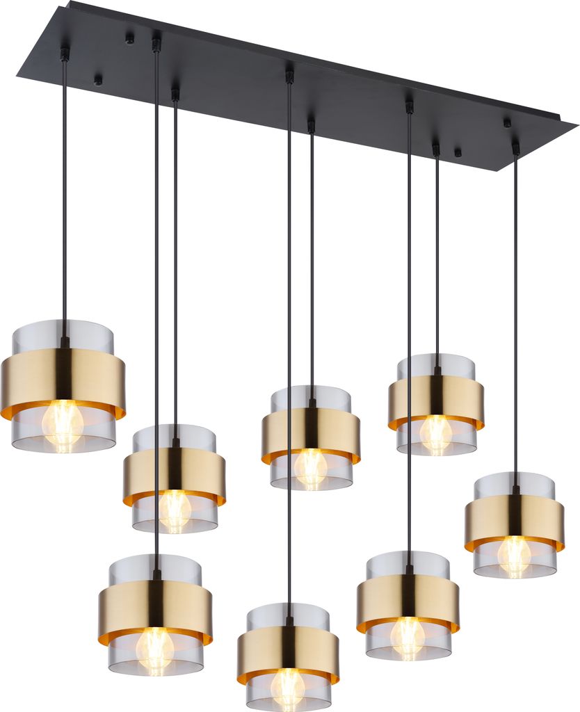 Globo Lighting Hängeleuchte Metall schwarz matt, 8x E27 Produktbild 