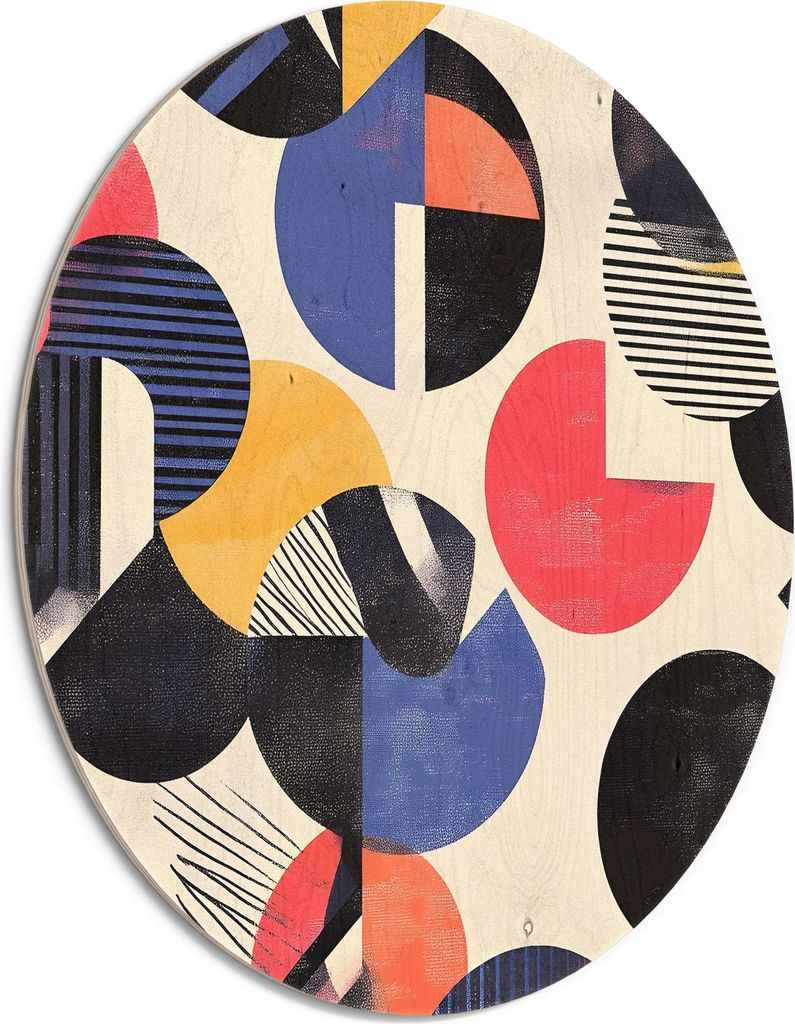 DEQORI Holzbild Ø 50 cm 'Bauhaus Beats' Bild auf Holz Wandbild Kunstdruck nachhaltig