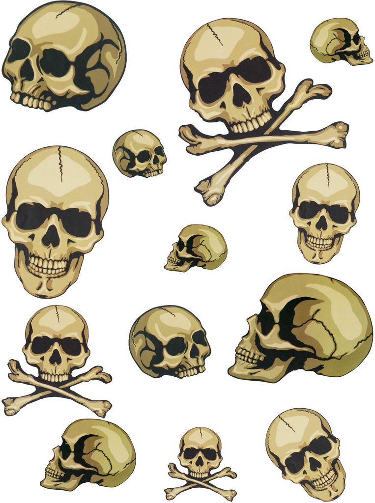 Wall-Art Sticker Halloween Dekoration Deko Grusel Horror Totenköpfe