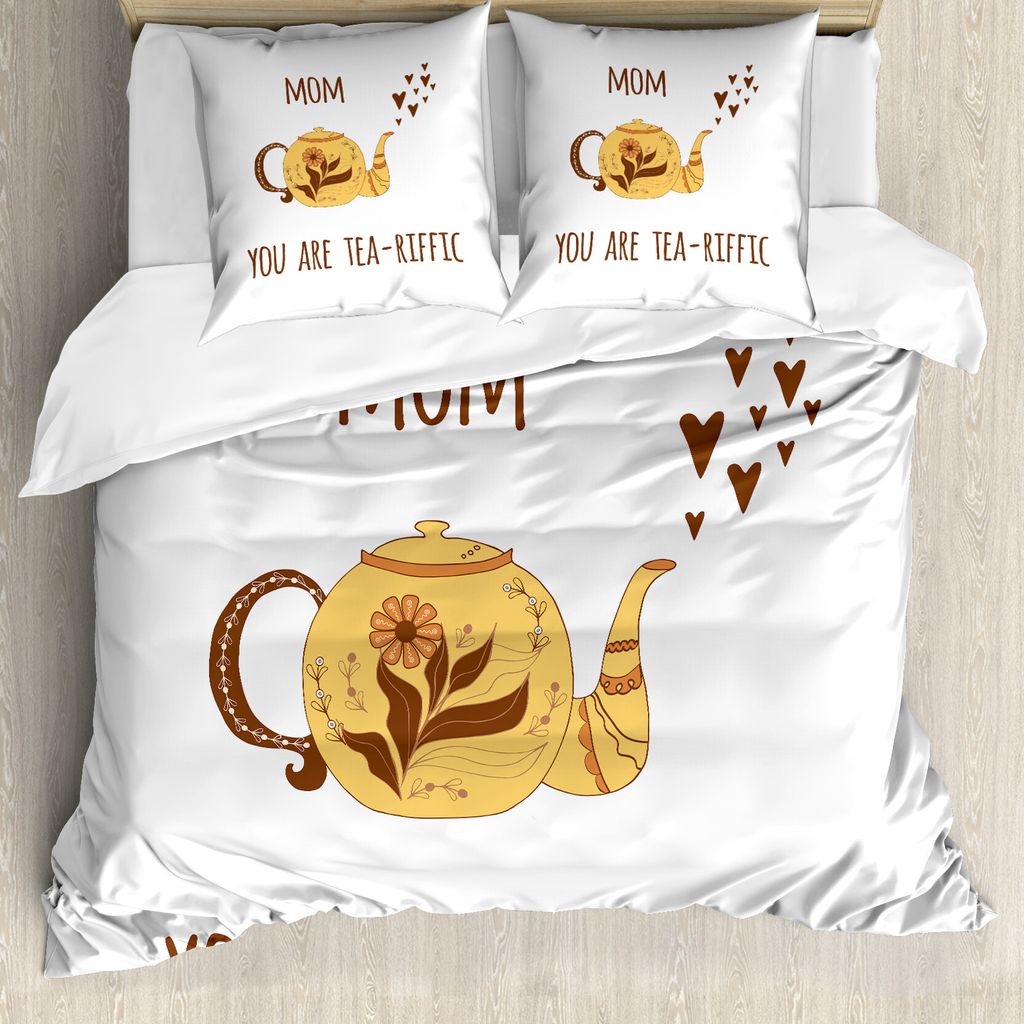 ABAKUHAUS Sprichwort Bettbezug Set für Einzelbetten, Lustige Mutter-Tag Tee Worte, Milbensicher Allergiker geeignet mit Kissenbezug, 200 cm x 200 ...
