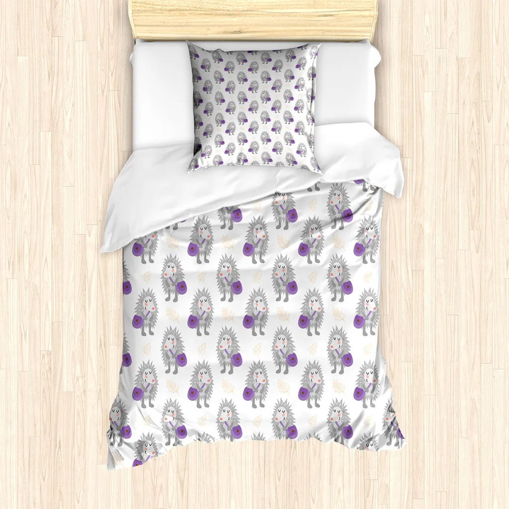 Set Copripiumino Divertente Hipster Animali 135x200 Arancio e Viola