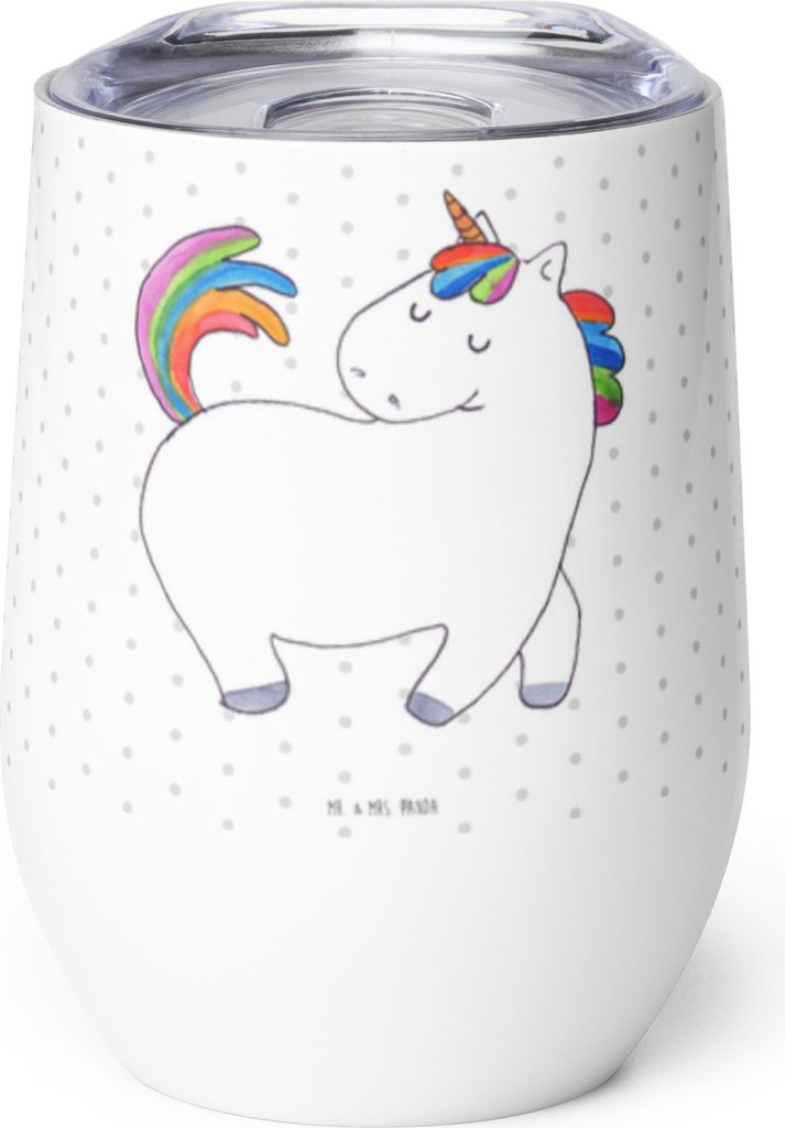 Mr. & Mrs. Panda Weinbecher Einhorn Stolzieren - Weiß - Geschenk, Thermo Becher, Thermobecher, kaffee tasse, Reiter, glühweinbecher, Stolz, Pferd...