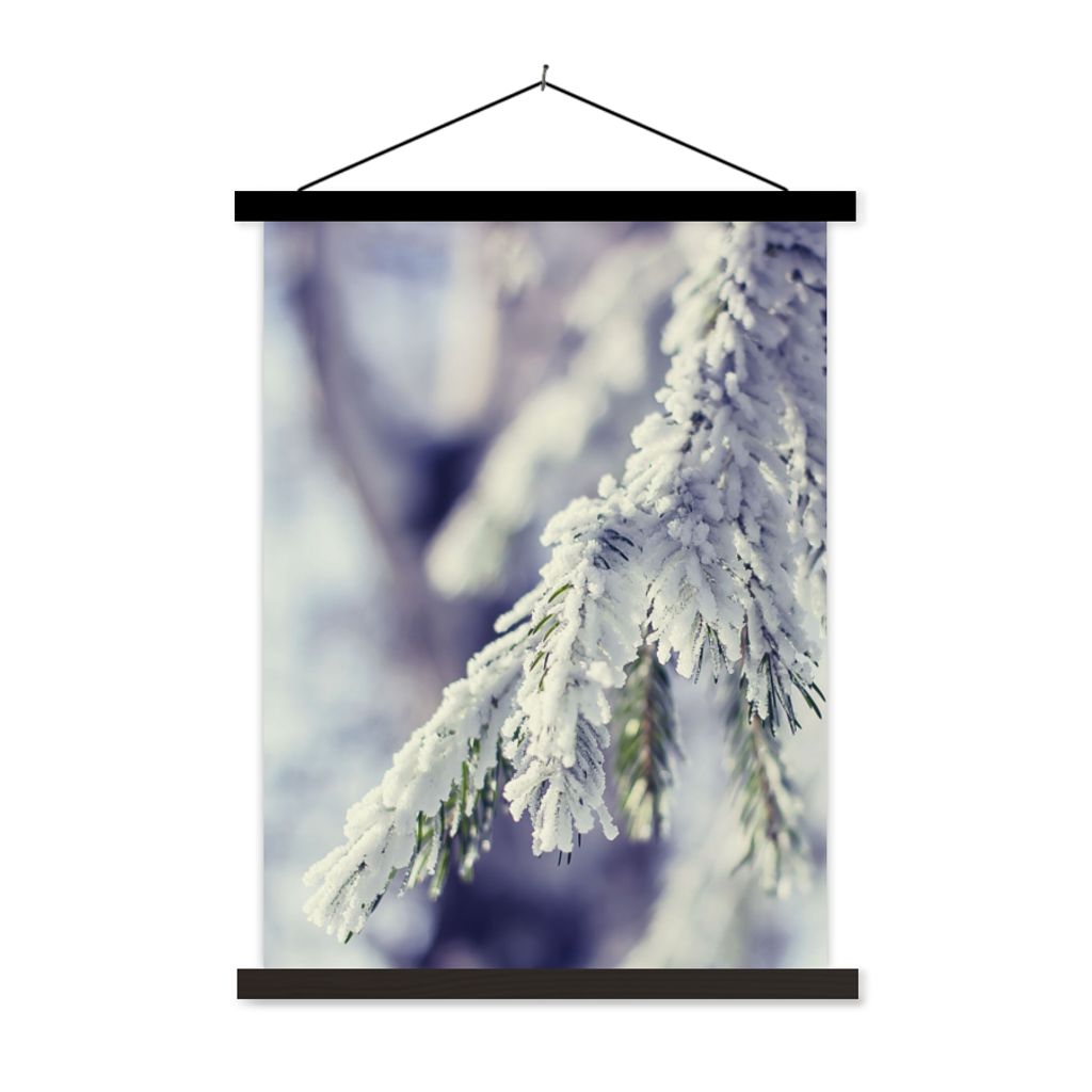 MuchoWow Textilposter Winter - Tannenbaum - Schnee - Ländlich 40x53 cm mit schwarzem Rahmen - Abbildung