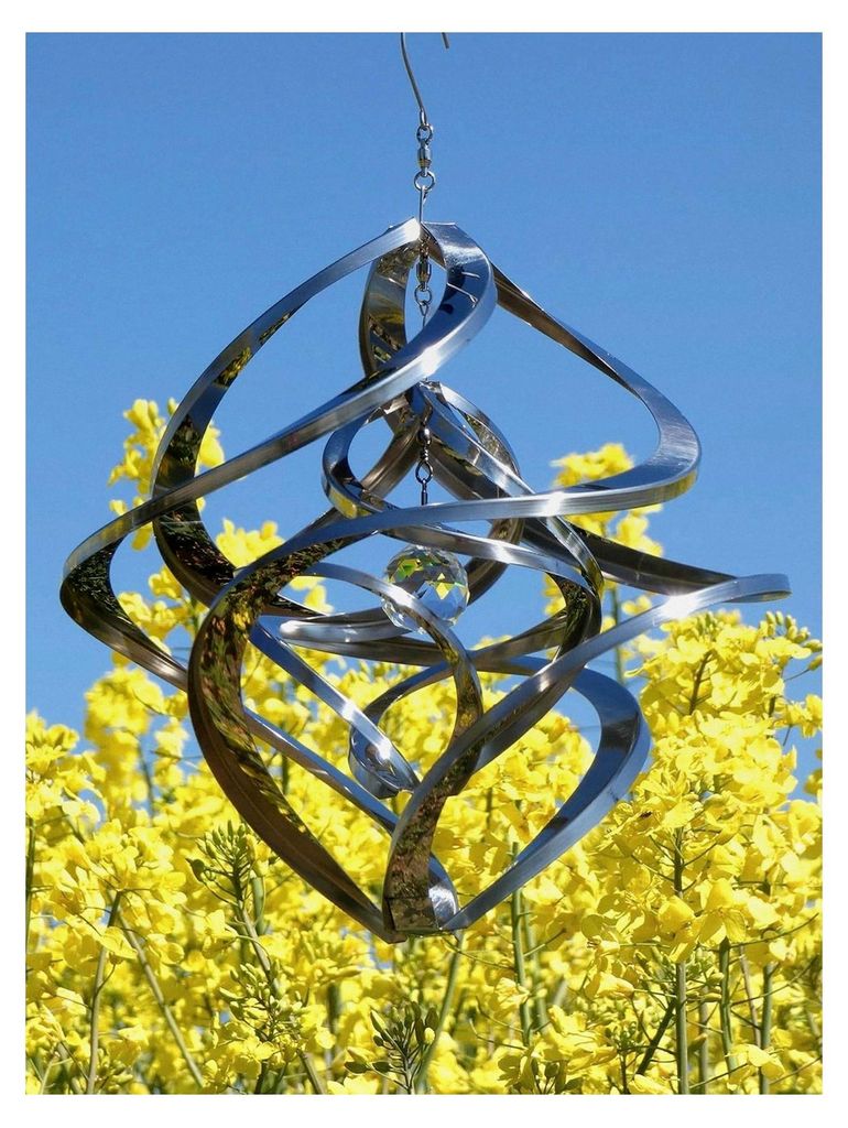 Edelstahlwindspiel mit Winddancer Double-Twister Gartendekoration (30 cm)
