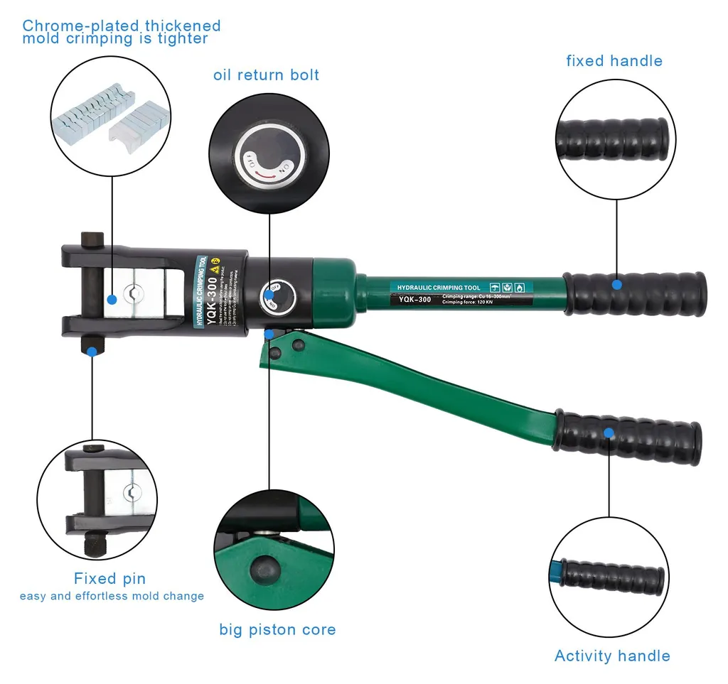 Pince à sertir les câbles électriques 120KN avec 11 matrices, Modèle Vert - 5