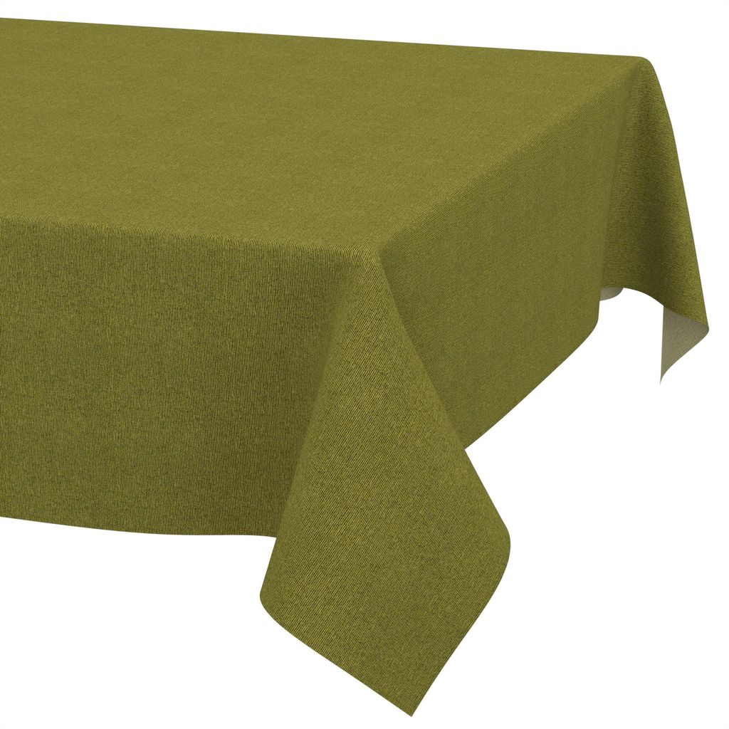 Tischdecke 140x280cm Rechteckig Grün DanceDirty abwaschbar Leinenoptik wetterfest Falschuni Modern Schnittkante