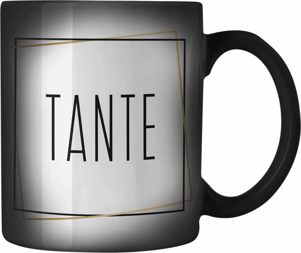 Trendation - Beste Tante Geschenk Farbwechsel Zauber-Tasse Tante Geschenkidee Du Wirst Tante (Schwarz)
