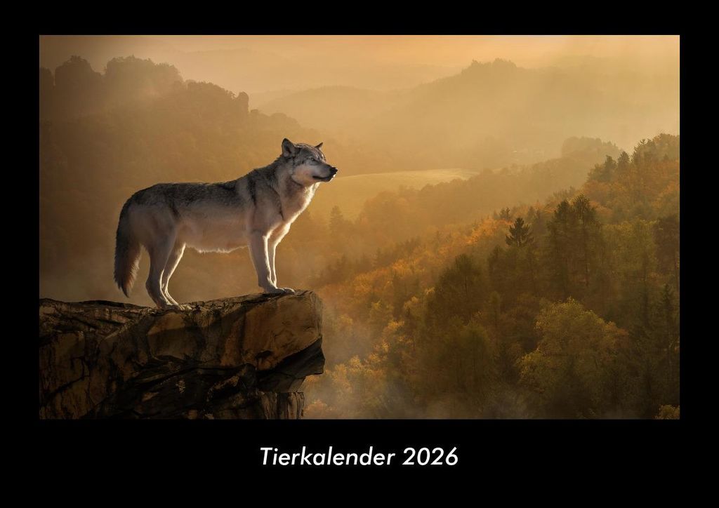 Tierkalender 2026 Fotokalender - Querformat DIN A3, Monatskalender mit Bild-Motiven von Haustieren, Bauernhof, wilden Tieren und Raubtieren