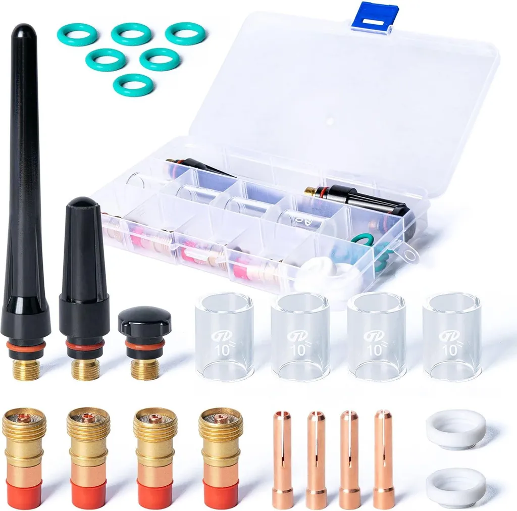 Kit 23 Consommables TIG WP-17/18/26 avec Buses en Verre Pyrex et Boîte
