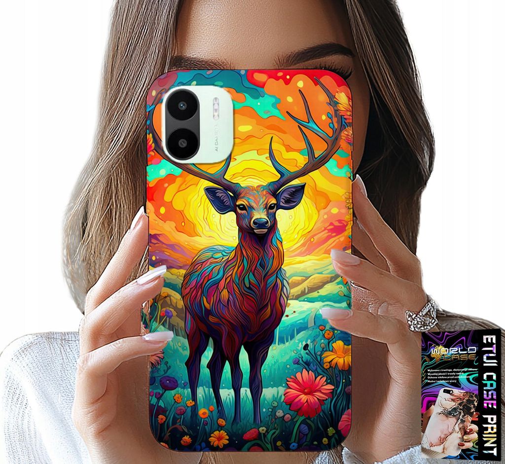 Hülle Für Xiaomi Redmi A1 - Farbenfrohe Designs Hirsche Elche Waldtiere