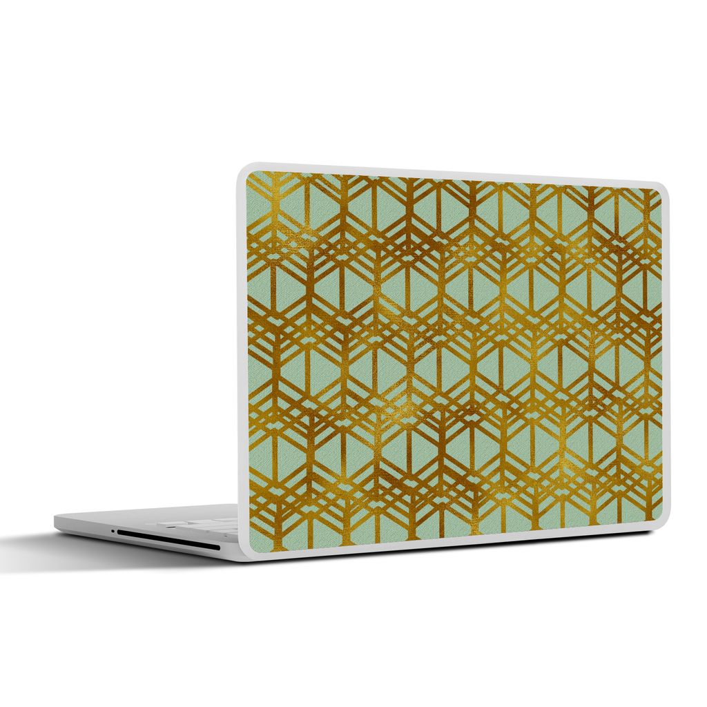 MuchoWow Laptop Aufkleber Sticker Cover Muster - Luxus - Gold - Hellgrün 36.5x27.5 cm - Laptop-Sticker
