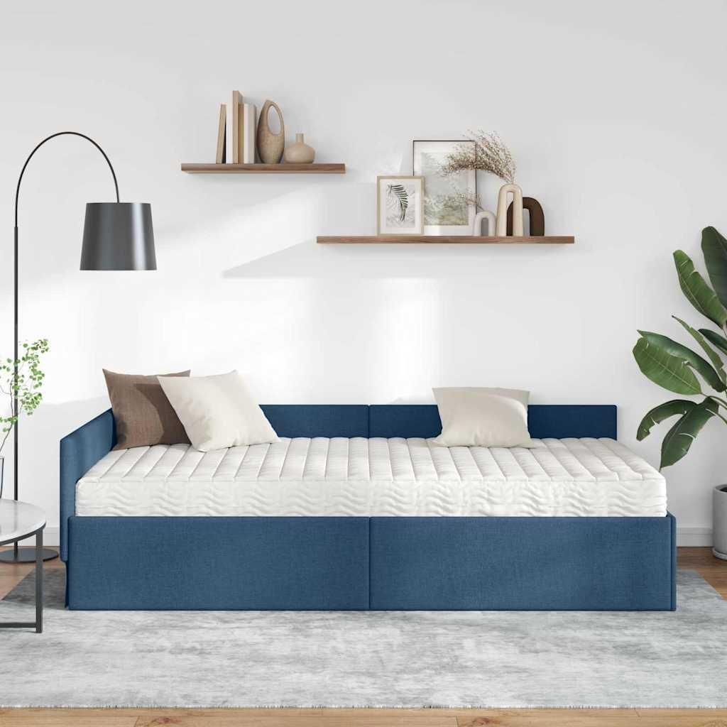 "Winter Sale" Eckbettgestell mit Matratze Sonstiges 2 pcs - Montage erforderlich - Blau Stoff - clorisNeu743992 - Klassische BettenJugendbett Tages...