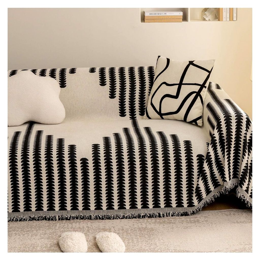 Sofabezug für 3-Sitzer-Sofa, Handtuchbezug, große Ecksofabezüge, Überwürfe für Sofas, Couch, Bett und Sessel, Polsterdecken, Schwarz 180 * 360cm