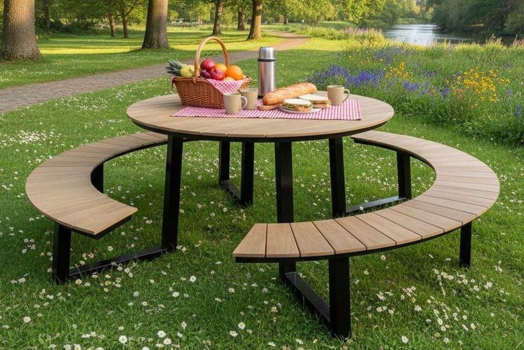 Lesli Living Picknick-Set Arezzo / 2 Bänke mit Tisch ø 239 Produktbild 