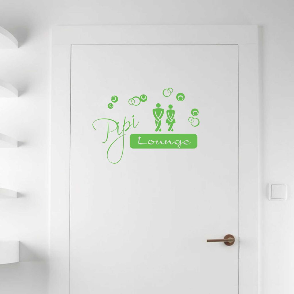 Wandtattoo - Wandaufkleber - Tür-/Wandtattoo "Pipi Lounge" - 60cm x 42cm lindgrün - Dekoration Küche Wohnzimmer Wand