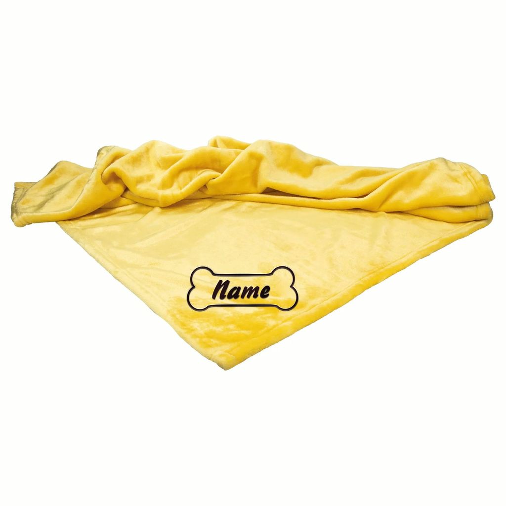 Mikrofaserdecke Premium Sonnengelb Knochen mit Name