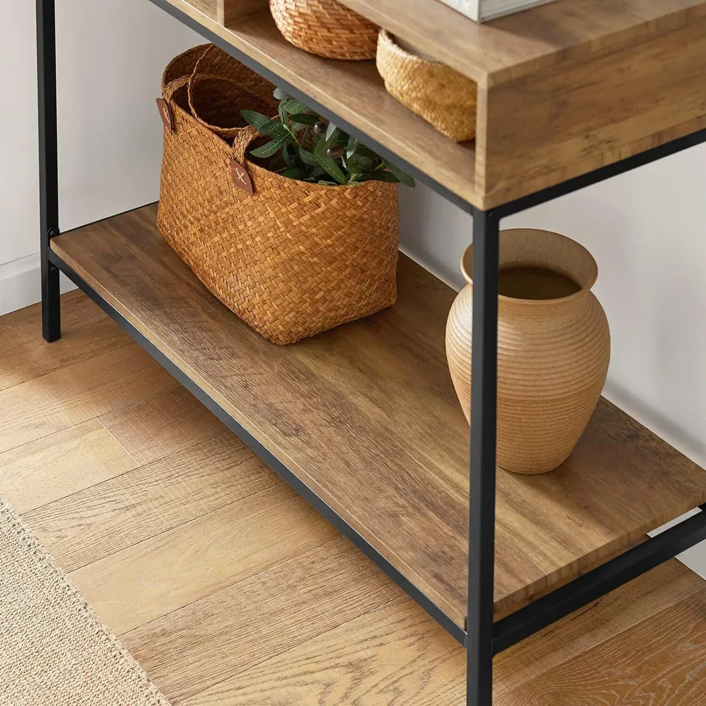 SoBuy Table de Console Industrielle avec 2 Compartiments de Rangement - 4